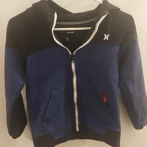 Hurley Youth Medium Full Zip Hoodie Blue Black Fleece Sweatshirt Zip Pocket